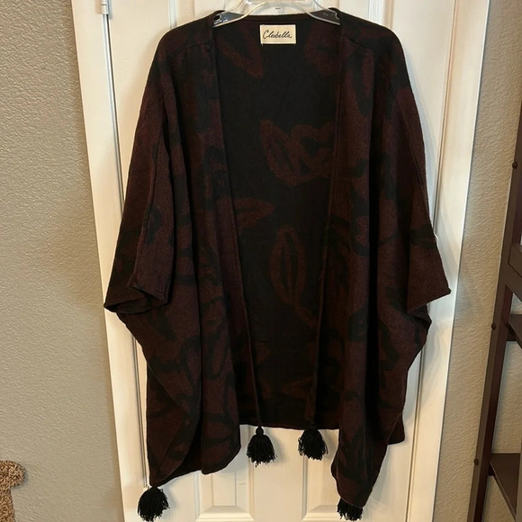 Cleobella Sevigny Women’s OS Poncho Shawl Wrap Boho Tasseled Soft Roomy Fit - Picture 1 of 7